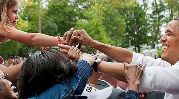 Barack Obama at the University of Illinois during campaign for midterm elections in November.