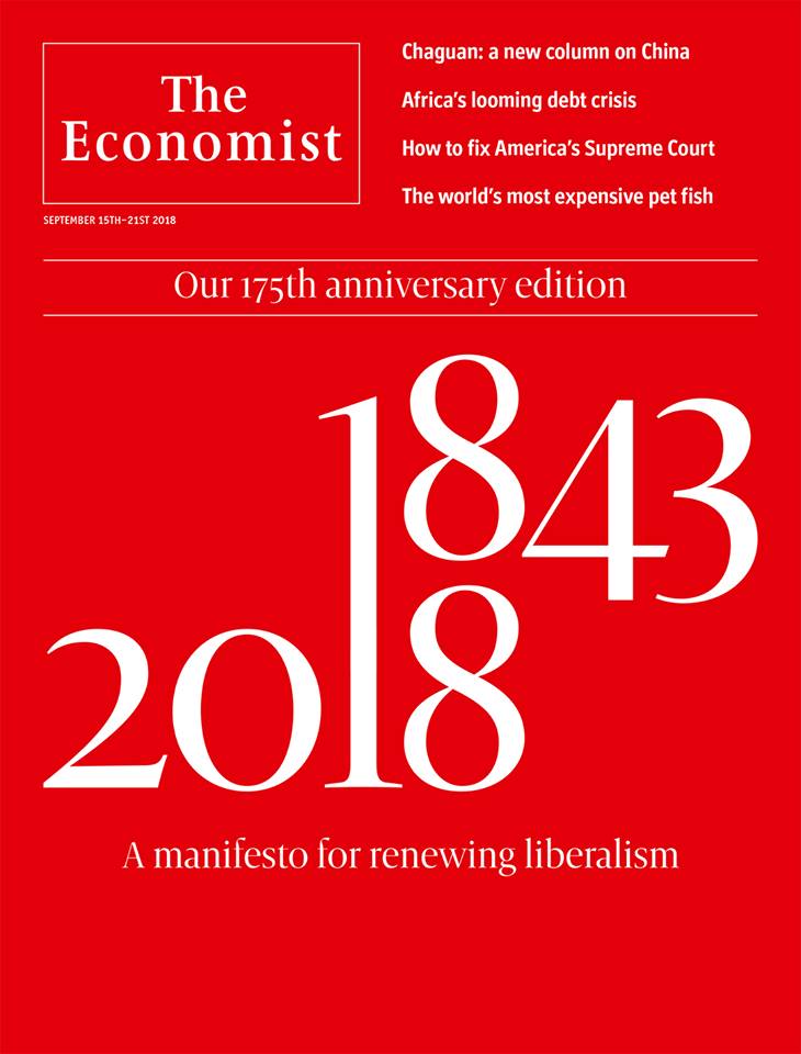 The Economist cover on liberalism in its 175 anniversary issue