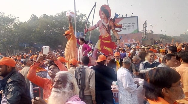 Hindu activists rallying in New Delhi for Ram Temple at Ayodhya. Photo by Dinesh Bisht.