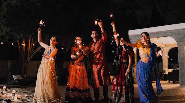 Diwali Festival in India with light, lamps and crackers