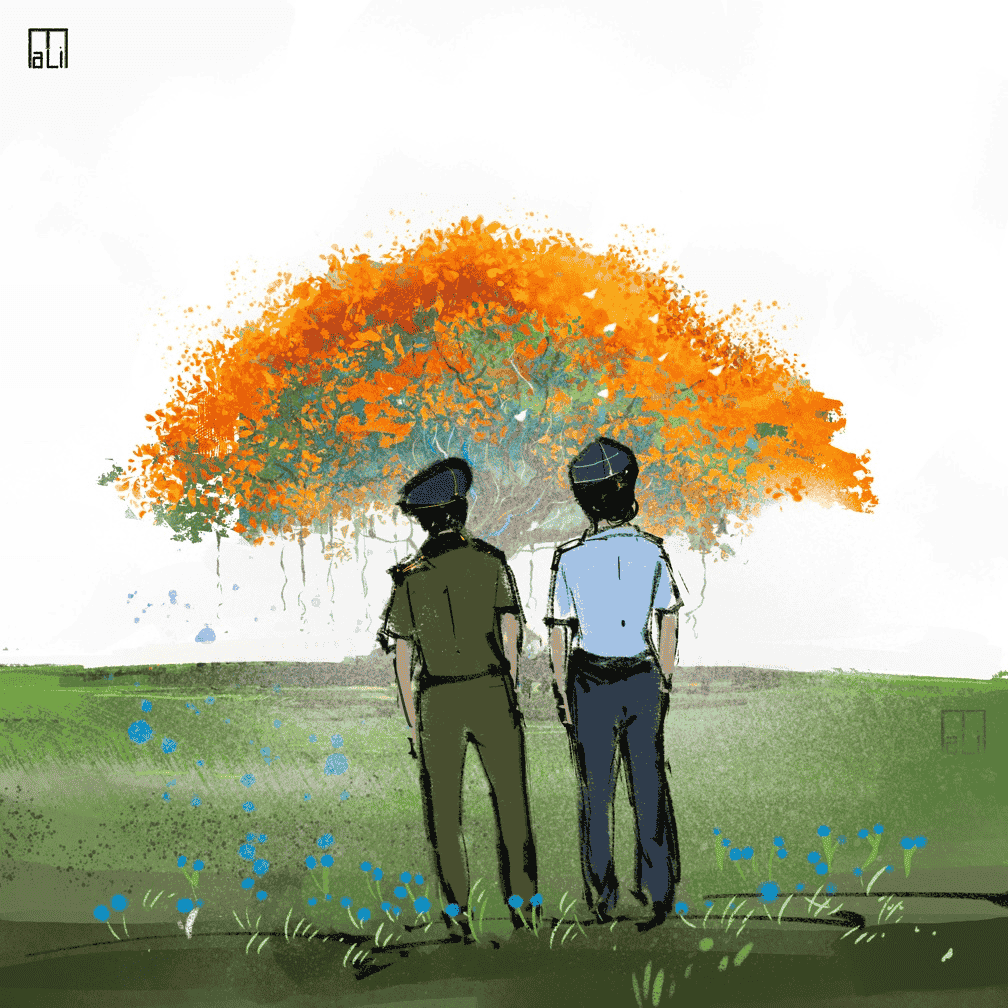 Col. Sofiya Qureshi and Wing Commander Vyomika Singh - Spirit of India - illustration by Mali