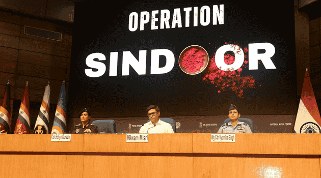 The Secretary, Ministry of External Affairs, Shri Vikram Misri briefing the media on ‘Operation Sindoor’ in presence of Colonel Sofiya Qureshi and Wing Commander Vyomika Singh at National Media Centre, in New Delhi on May 07, 2025